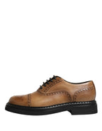 Dolce & Gabbana Brown Lace Up Leather Brogue Derby Men Shoes - Zeiniez