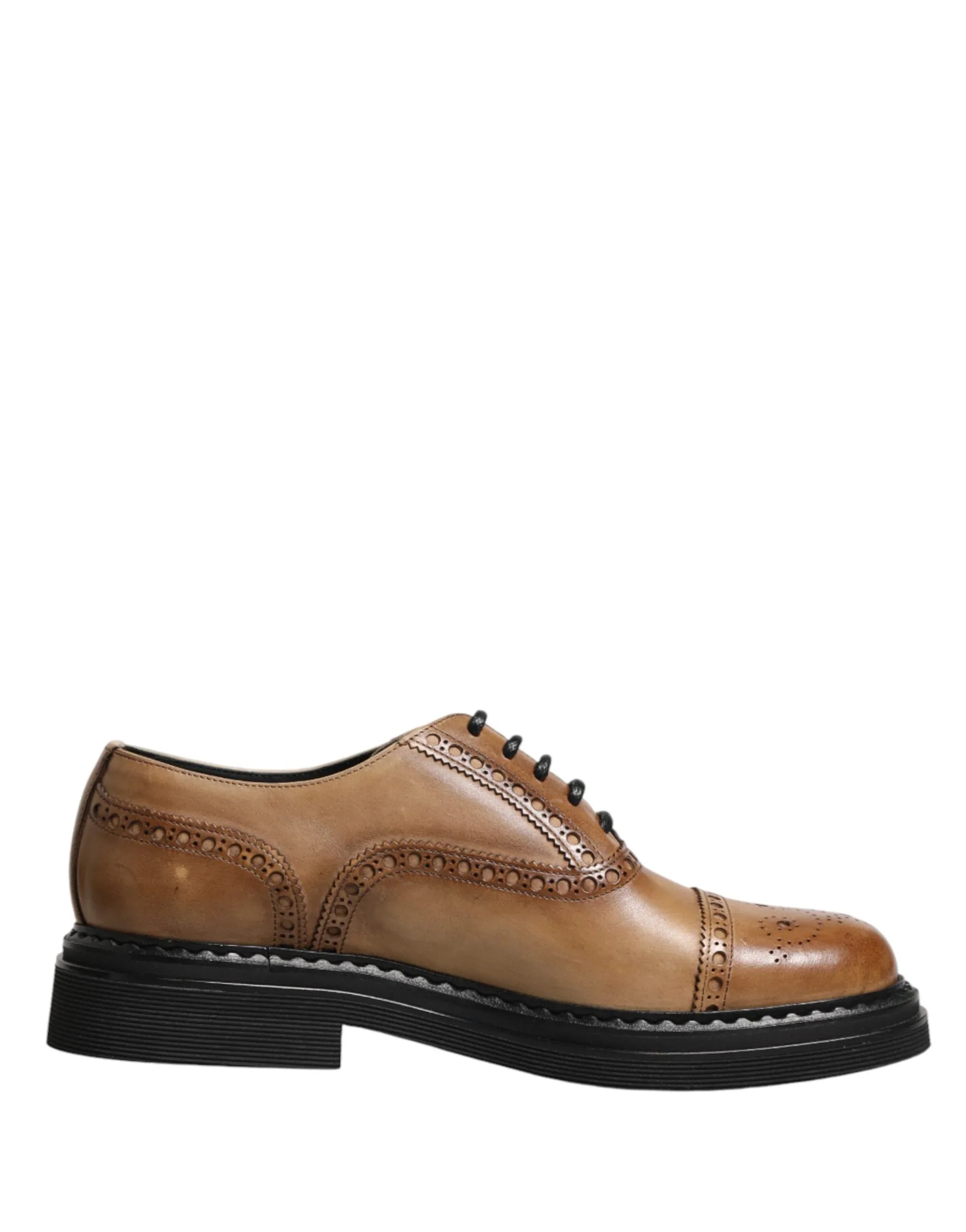 Dolce & Gabbana Brown Lace Up Leather Brogue Derby Men Shoes - Zeiniez