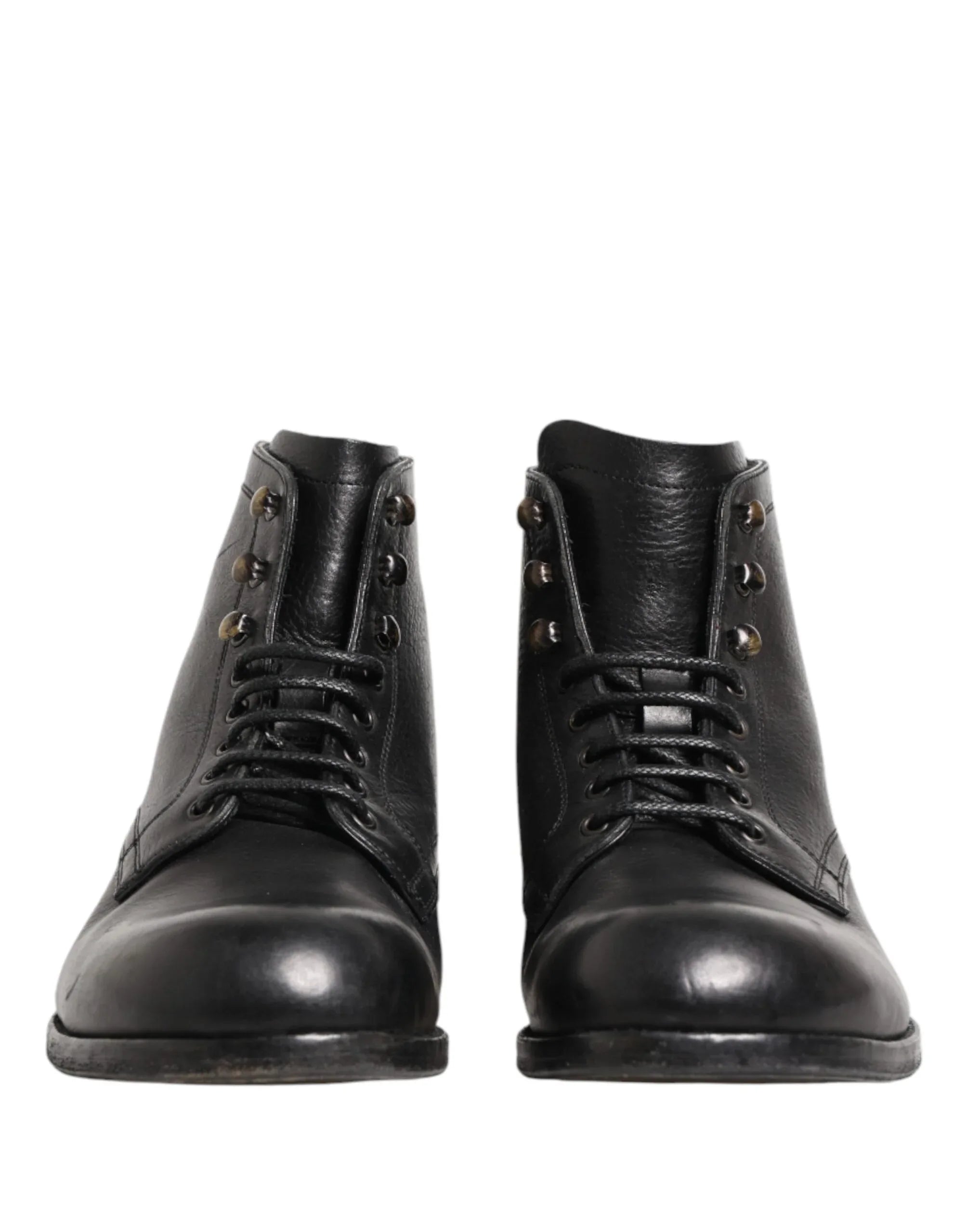 Dolce & Gabbana Black Lace Up Short Ankle Boots Men Shoes - Zeiniez