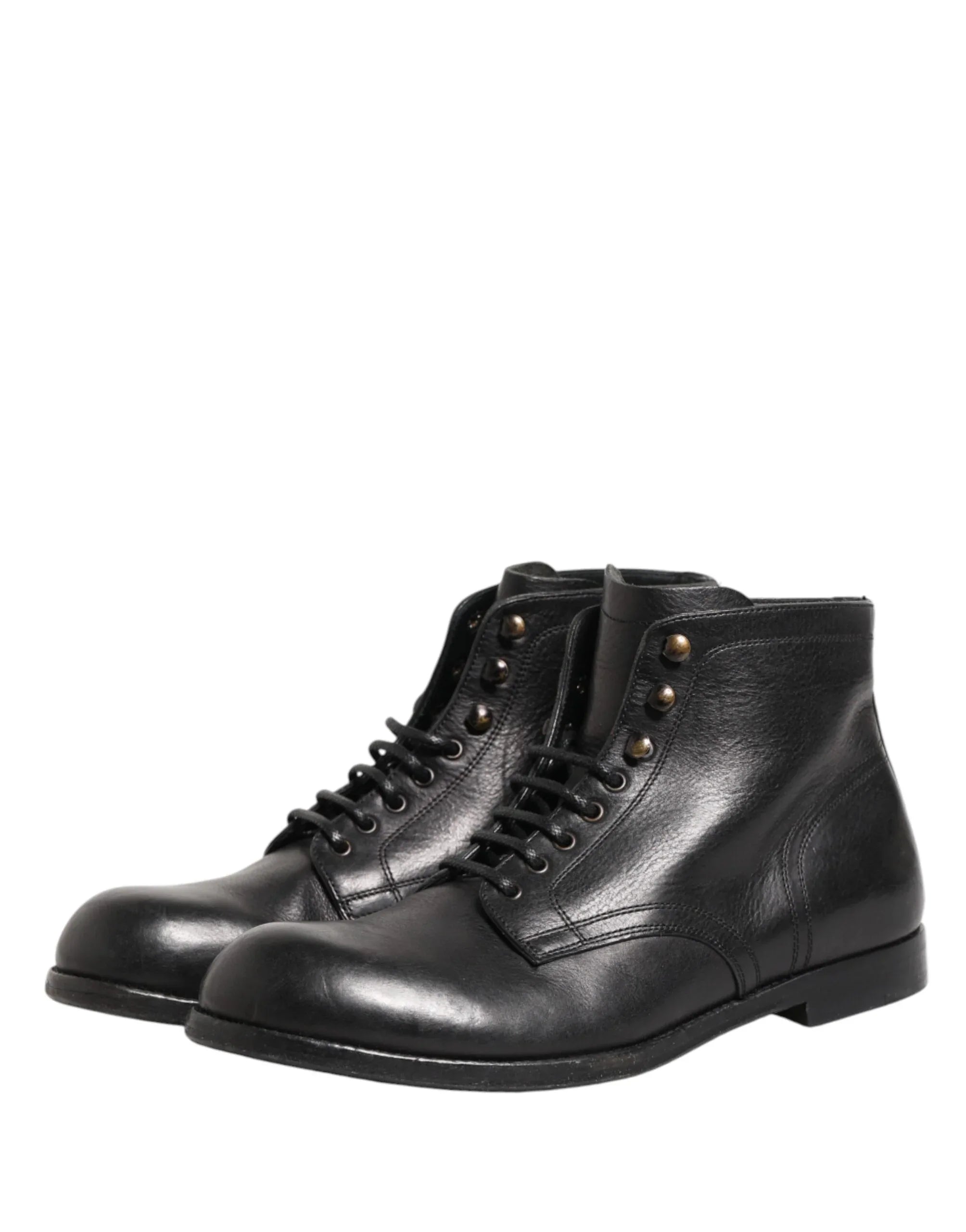 Dolce & Gabbana Black Lace Up Short Ankle Boots Men Shoes - Zeiniez