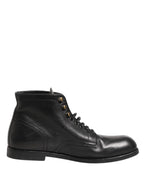 Dolce & Gabbana Black Lace Up Short Ankle Boots Men Shoes - Zeiniez