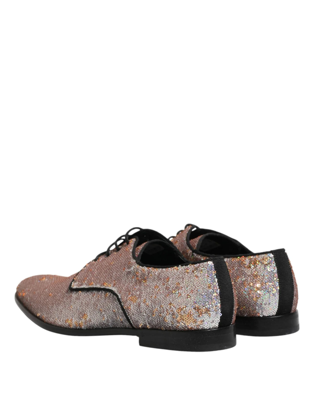 Dolce & Gabbana Silver Sequined Lace Up Men Derby Dress Shoes - Zeiniez