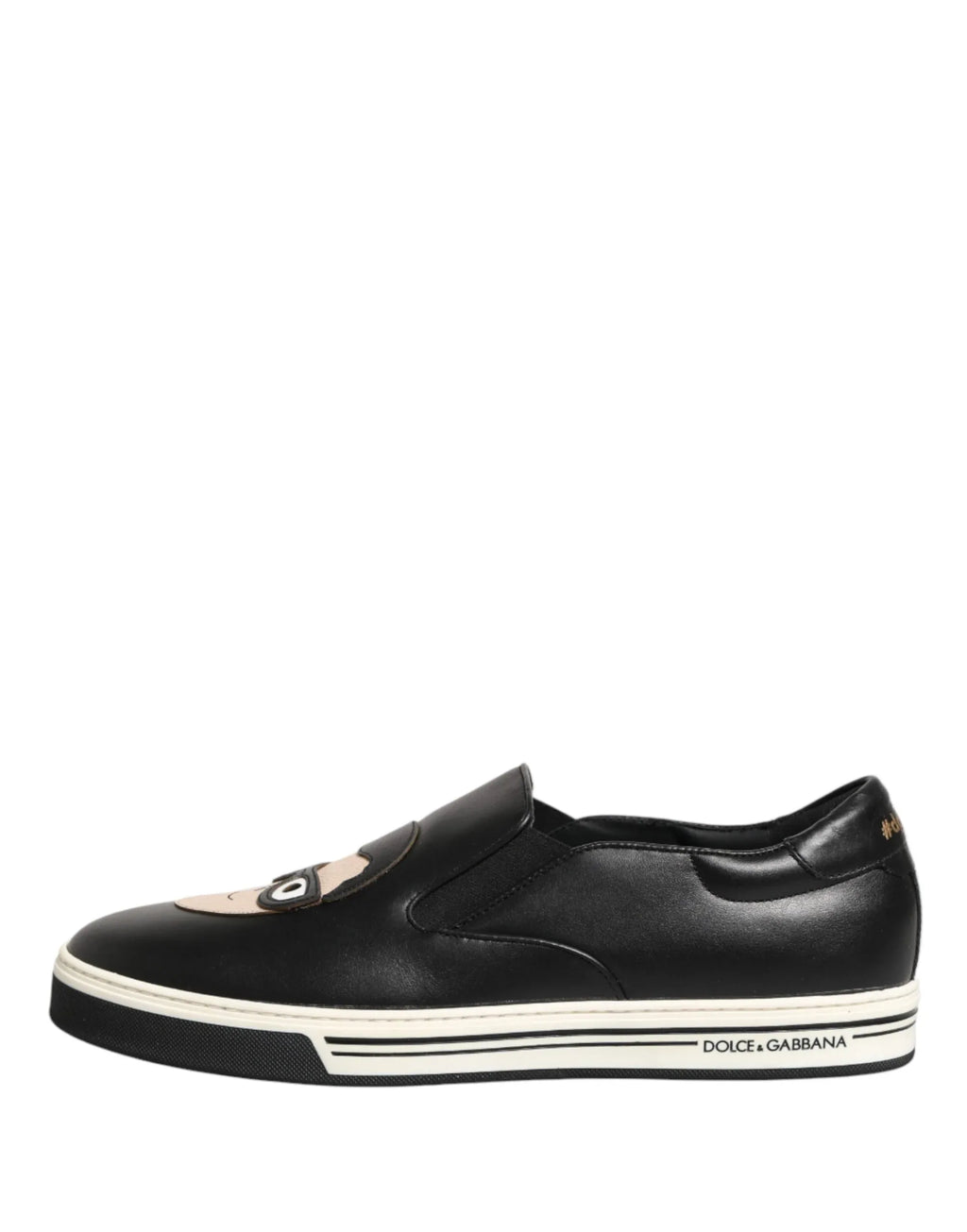 Dolce & Gabbana Black Leather Signature Figures Sneakers Shoes - Zeiniez