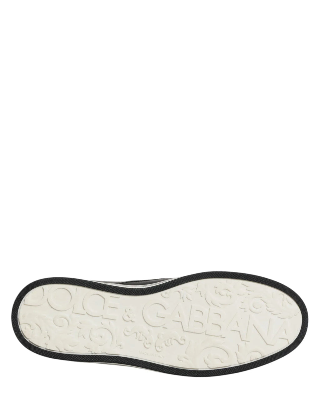 Dolce & Gabbana Black Leather Signature Figures Sneakers Shoes - Zeiniez