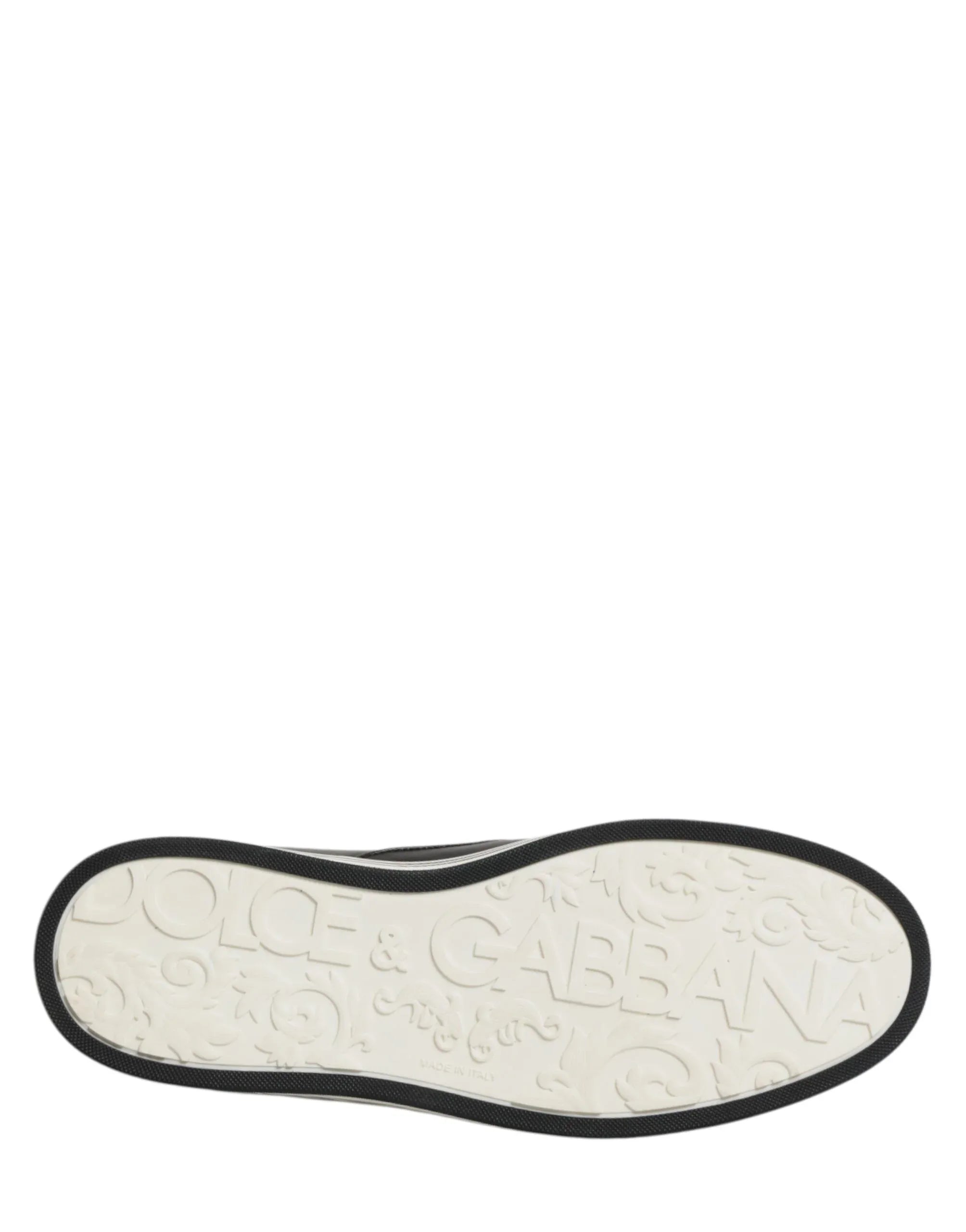 Dolce & Gabbana Black Leather Signature Figures Sneakers Shoes - Zeiniez