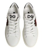 Dolce & Gabbana White Leather Sacred Heart Patch Sneakers Shoes - Zeiniez