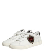 Dolce & Gabbana White Leather Sacred Heart Patch Sneakers Shoes - Zeiniez