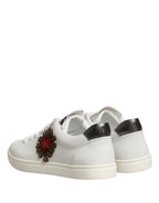 Dolce & Gabbana White Leather Sacred Heart Patch Sneakers Shoes - Zeiniez