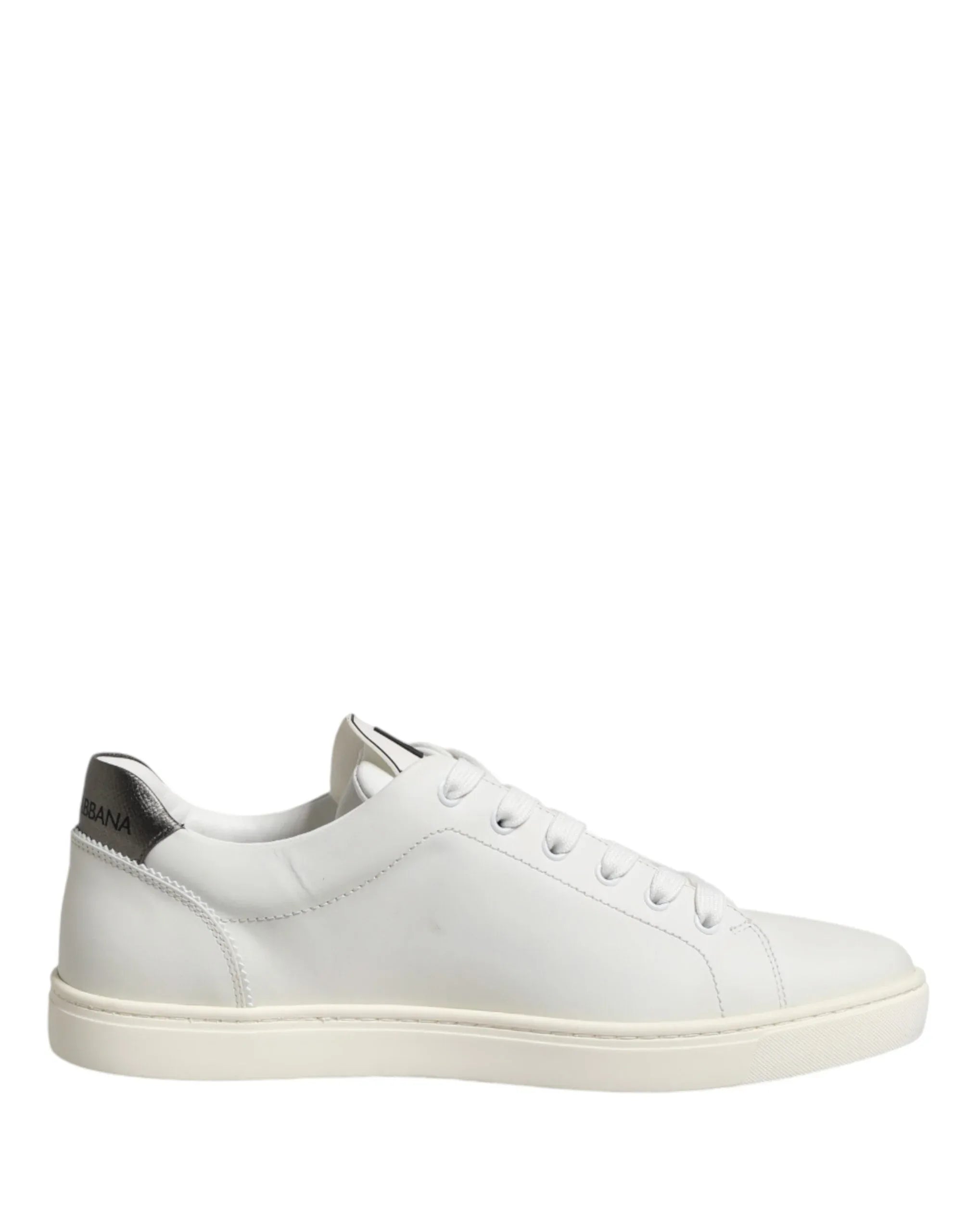 Dolce & Gabbana White Leather Sacred Heart Patch Sneakers Shoes - Zeiniez