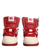 Dolce & Gabbana White Red Custom 2.Zero High Top Men Sneakers Shoes - Zeiniez