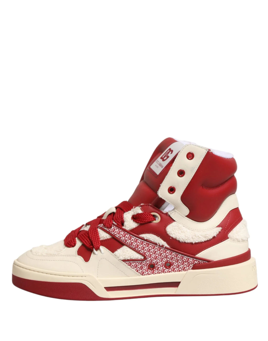 Dolce & Gabbana White Red Custom 2.Zero High Top Men Sneakers Shoes - Zeiniez