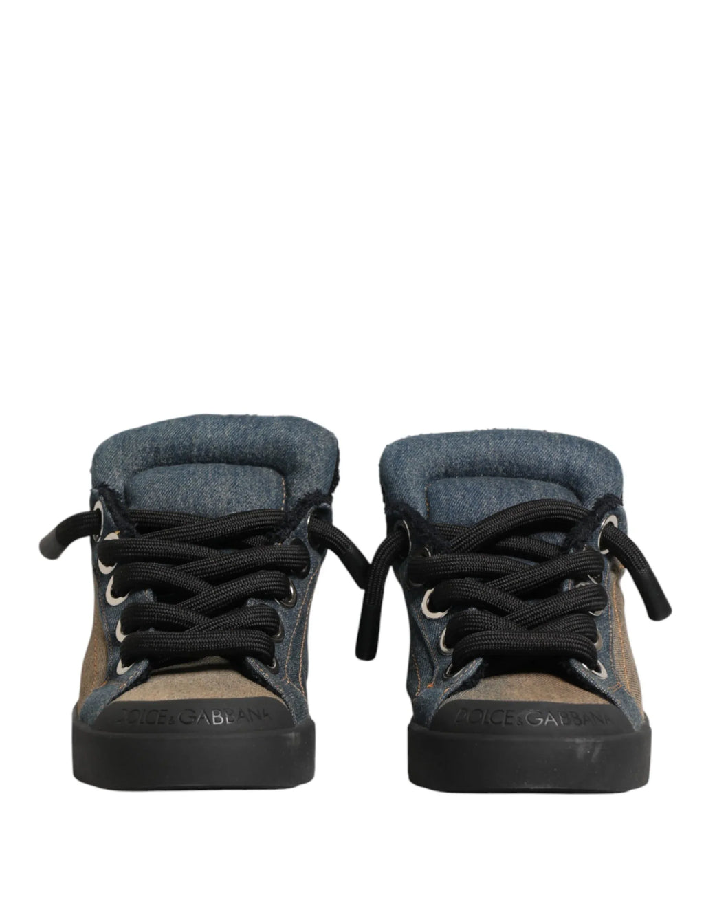 Dolce & Gabbana Multicolor Color Block Denim Low Top Sneakers Shoes - Zeiniez