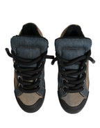 Dolce & Gabbana Multicolor Color Block Denim Low Top Sneakers Shoes - Zeiniez