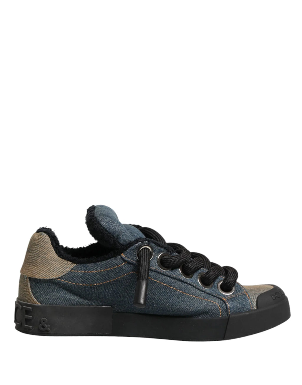 Dolce & Gabbana Multicolor Color Block Denim Low Top Sneakers Shoes - Zeiniez