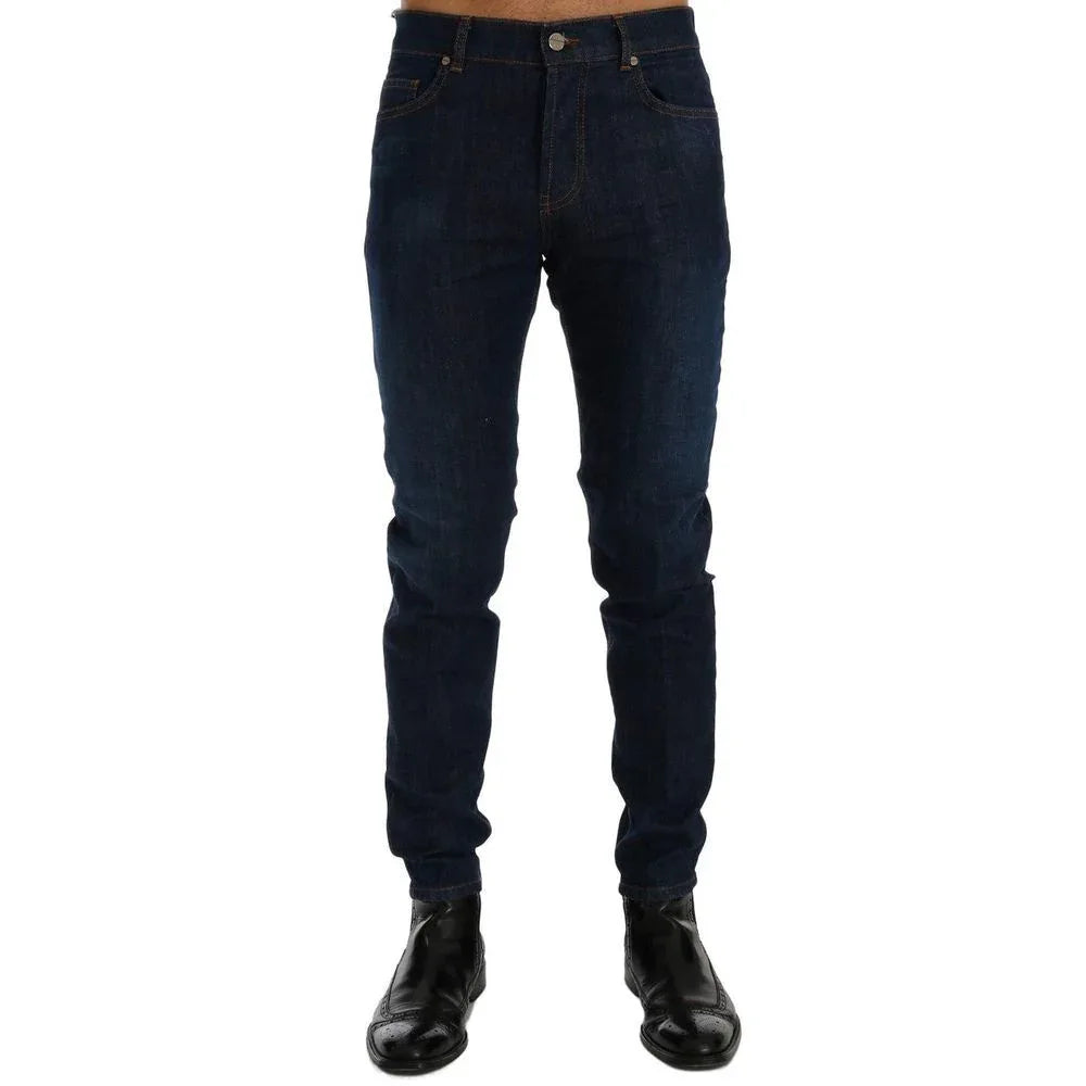 Frankie Morello Blue Cotton Slim Fit Jeans - Zeiniez