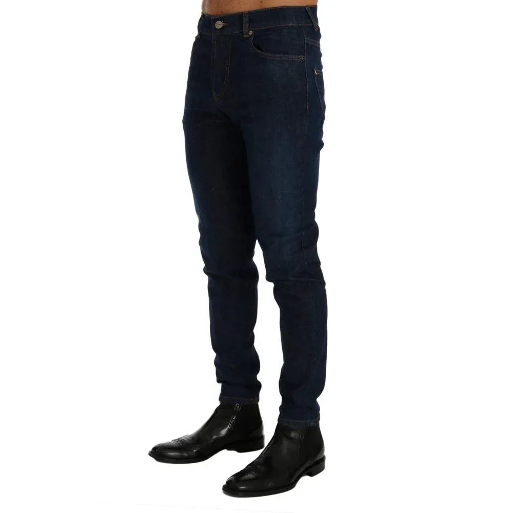 Frankie Morello Blue Cotton Slim Fit Jeans - Zeiniez