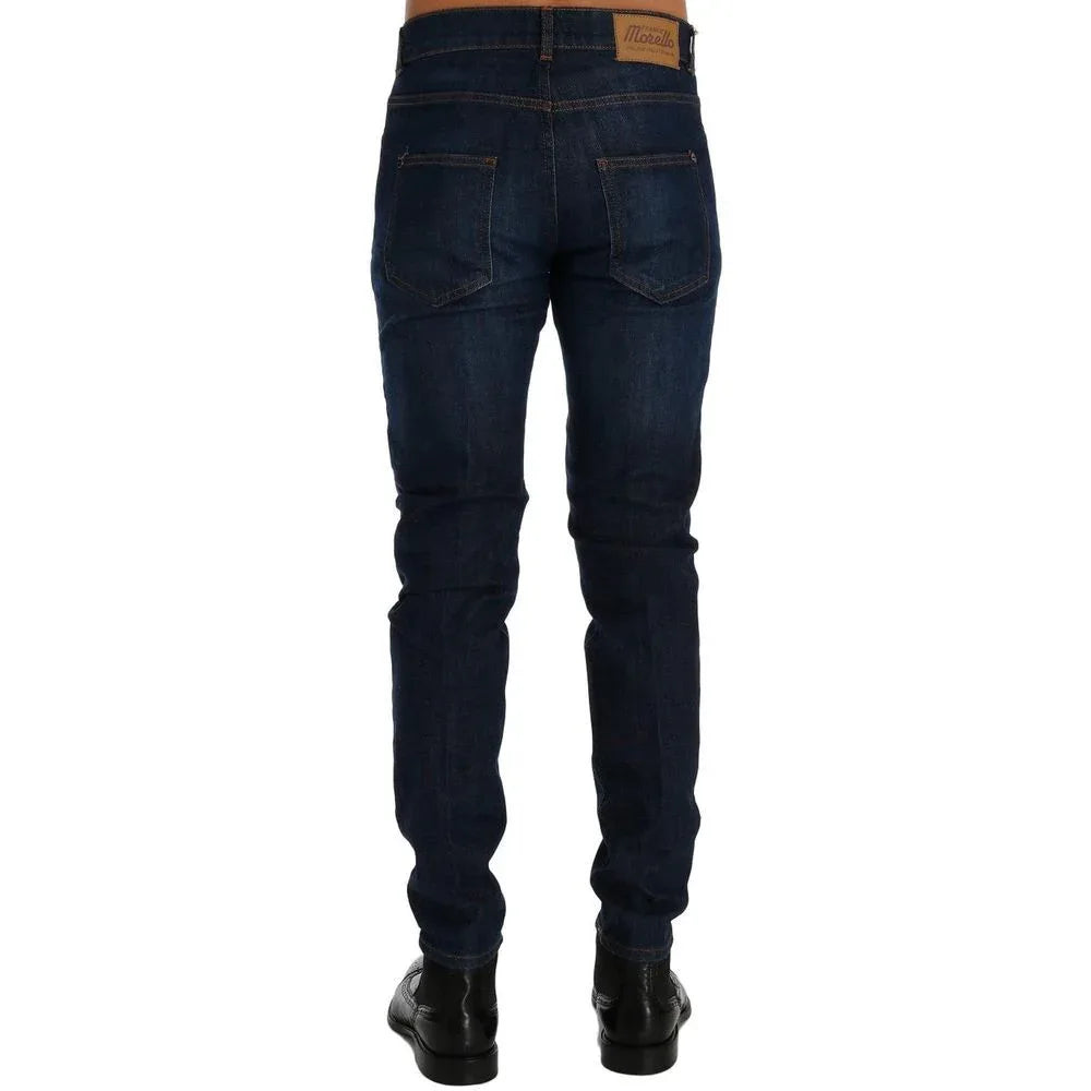 Frankie Morello Blue Cotton Slim Fit Jeans - Zeiniez