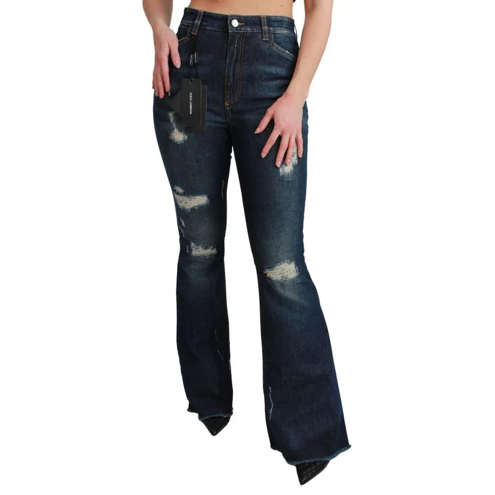 Dolce & Gabbana Blue Cotton Flared Jeans - Zeiniez