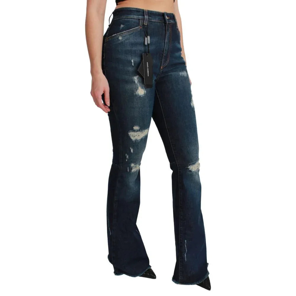 Dolce & Gabbana Blue Cotton Flared Jeans - Zeiniez