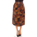 Dolce & Gabbana Brown Lamb Leather Midi Skirt - Zeiniez