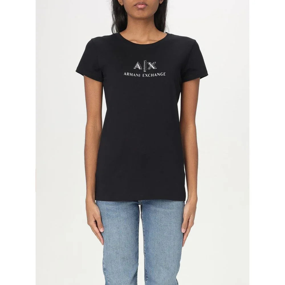Armani Exchange Black Cotton T-Shirt - Zeiniez