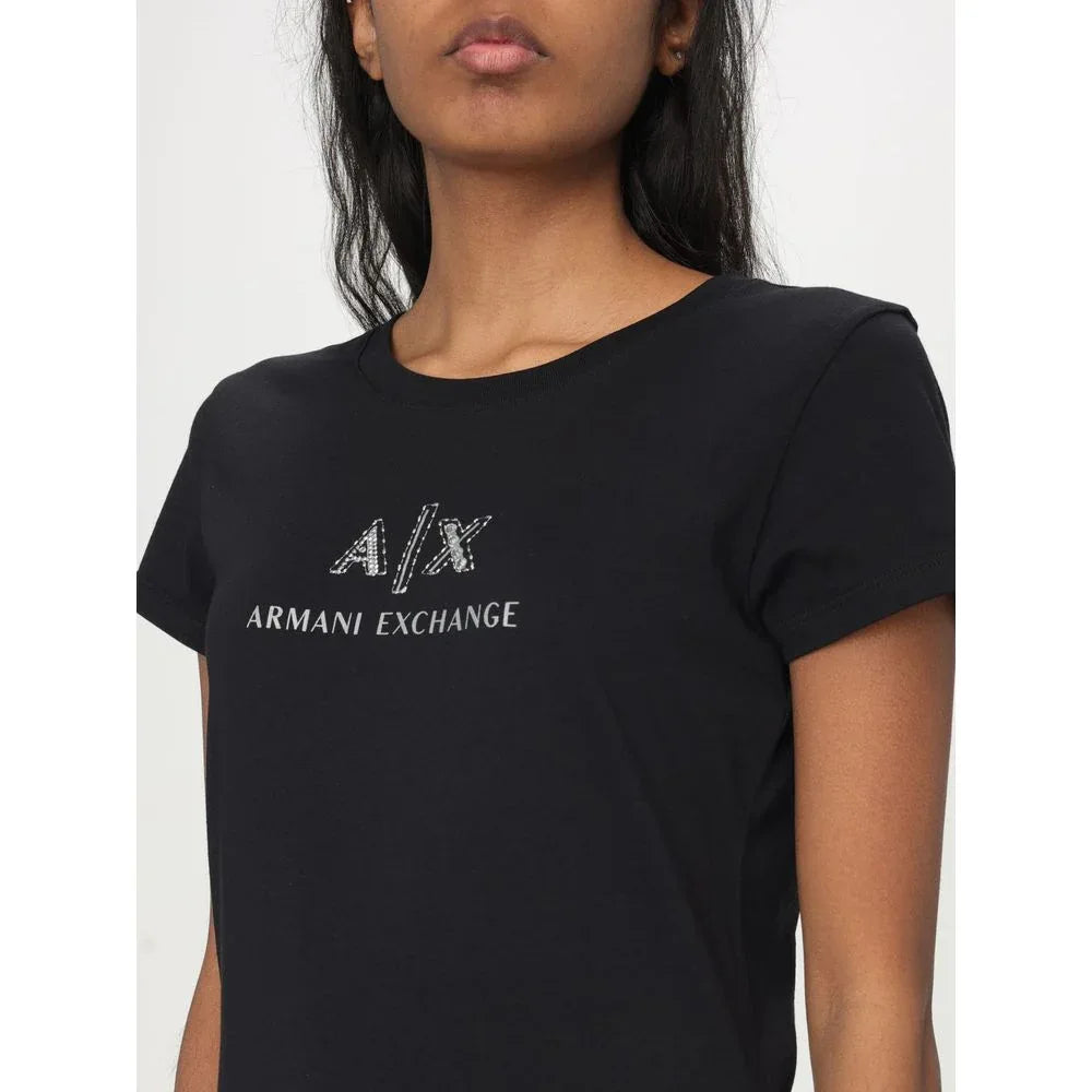 Armani Exchange Black Cotton T-Shirt - Zeiniez