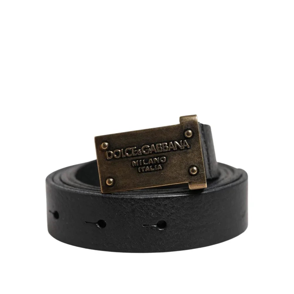 Dolce & Gabbana Black Leather Regular Belt - Zeiniez
