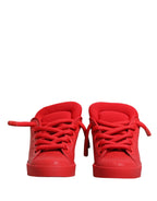 Dolce & Gabbana Red Leather Lace Up Low Top Sneakers Shoes - Zeiniez