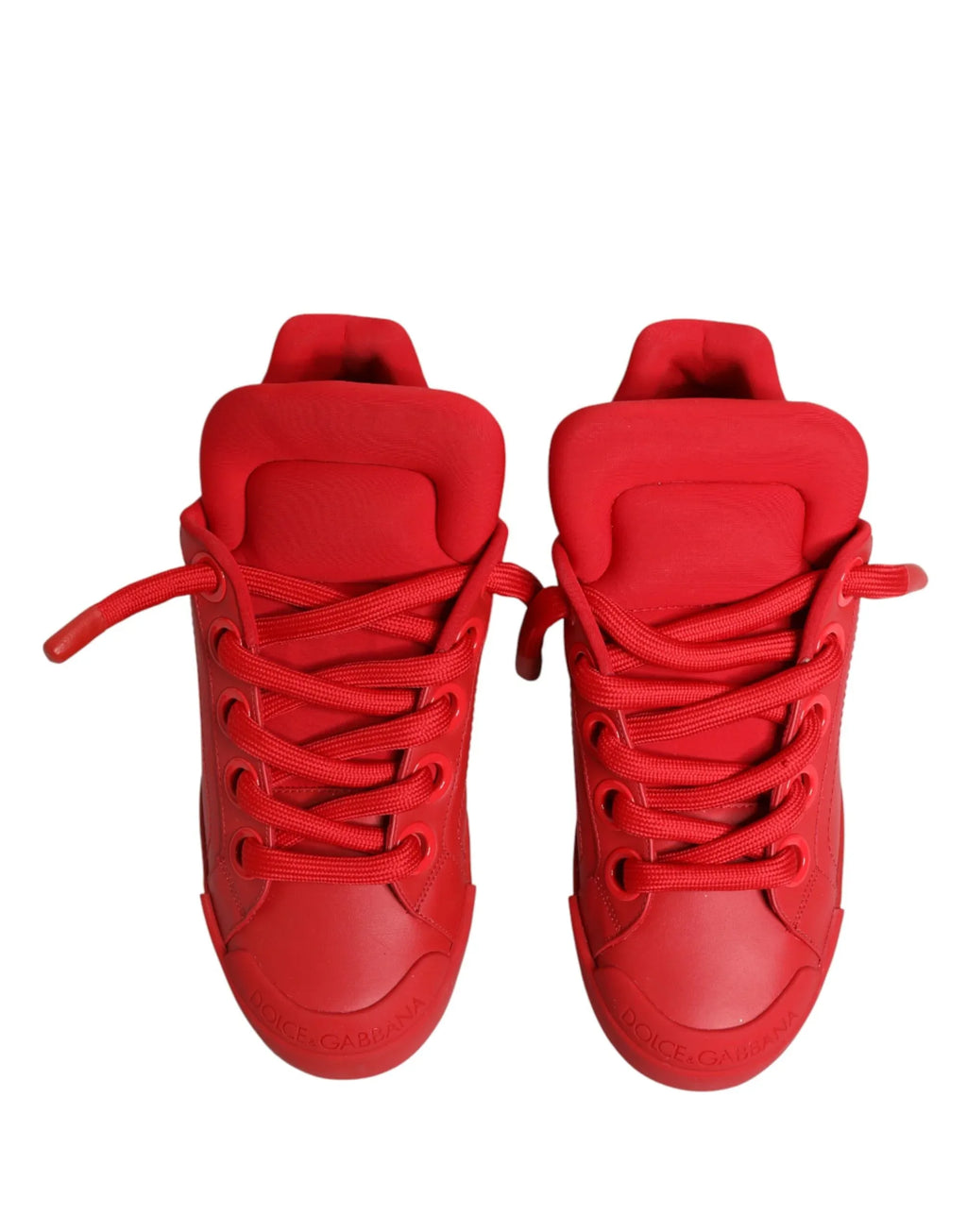 Dolce & Gabbana Red Leather Lace Up Low Top Sneakers Shoes - Zeiniez