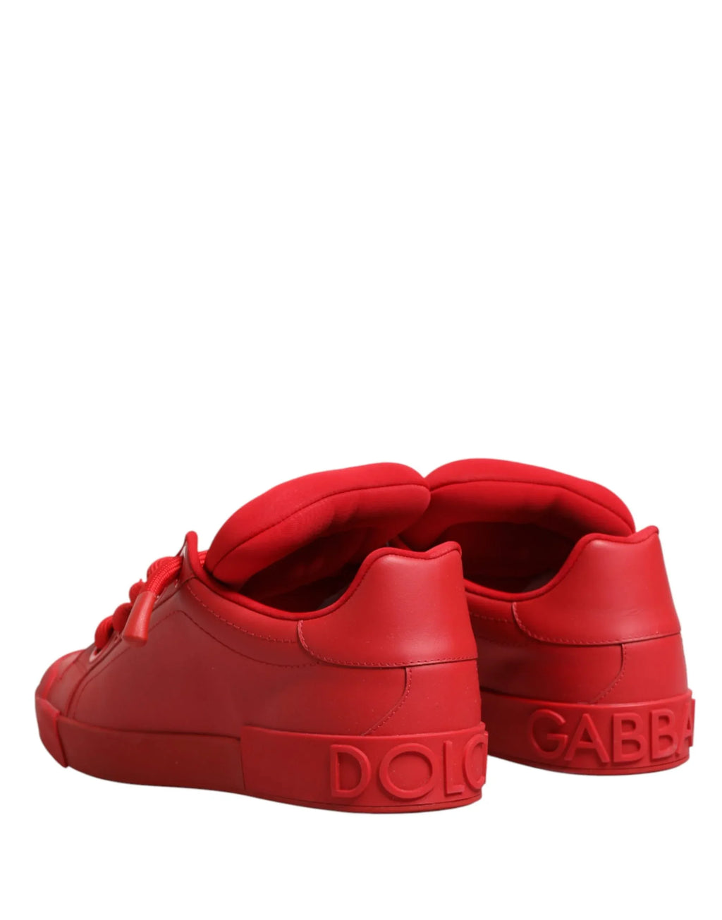 Dolce & Gabbana Red Leather Lace Up Low Top Sneakers Shoes - Zeiniez