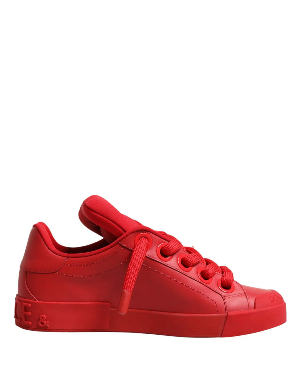 Dolce & Gabbana Red Leather Lace Up Low Top Sneakers Shoes - Zeiniez