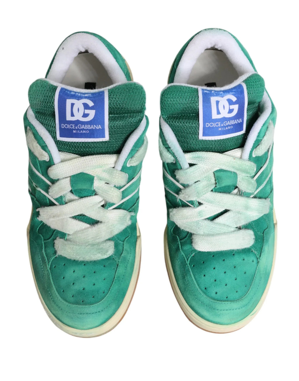 Dolce & Gabbana Green Suede New Roma Low Top Sneakers Shoes - Zeiniez