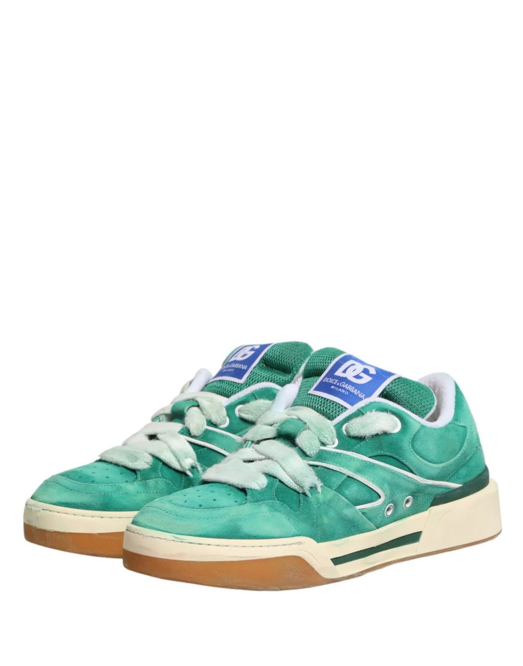 Dolce & Gabbana Green Suede New Roma Low Top Sneakers Shoes - Zeiniez