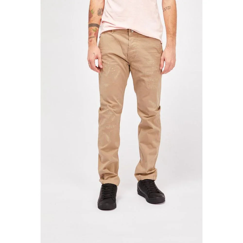 Gas Beige Cotton Casual Pants - Zeiniez