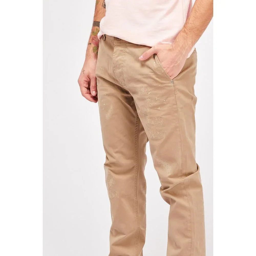 Gas Beige Cotton Casual Pants - Zeiniez
