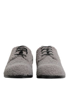 Dolce & Gabbana Gray Fleece Lace Up Men Derby Dress Shoes - Zeiniez