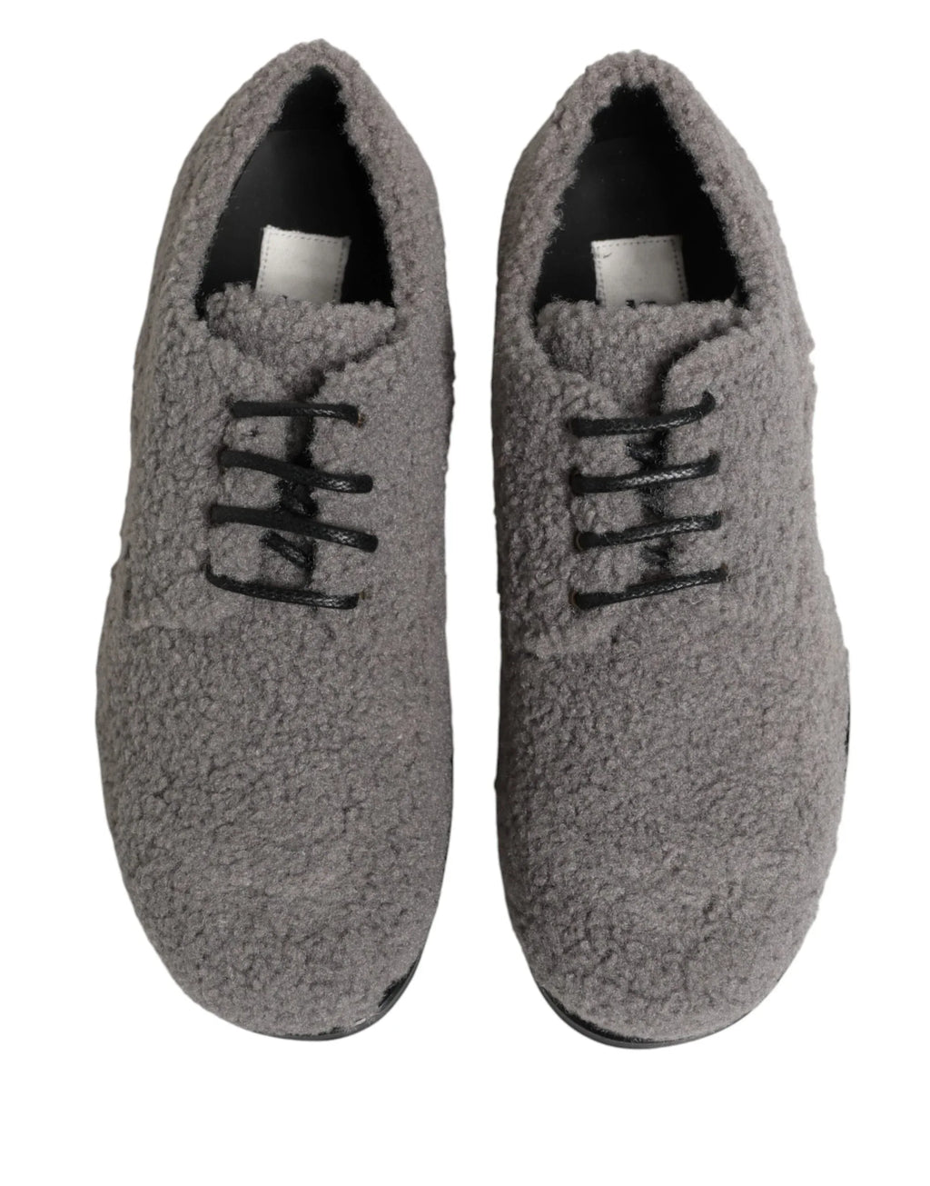Dolce & Gabbana Gray Fleece Lace Up Men Derby Dress Shoes - Zeiniez