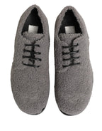Dolce & Gabbana Gray Fleece Lace Up Men Derby Dress Shoes - Zeiniez