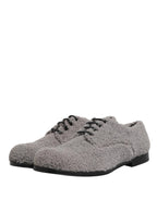 Dolce & Gabbana Gray Fleece Lace Up Men Derby Dress Shoes - Zeiniez