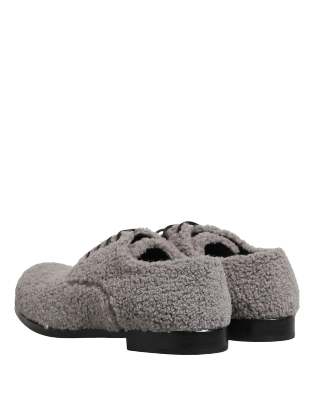 Dolce & Gabbana Gray Fleece Lace Up Men Derby Dress Shoes - Zeiniez