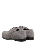 Dolce & Gabbana Gray Fleece Lace Up Men Derby Dress Shoes - Zeiniez