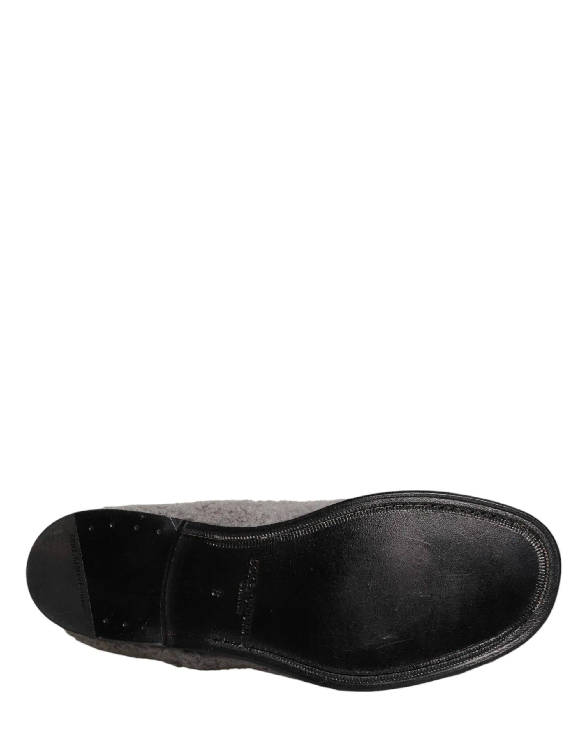 Dolce & Gabbana Gray Fleece Lace Up Men Derby Dress Shoes - Zeiniez