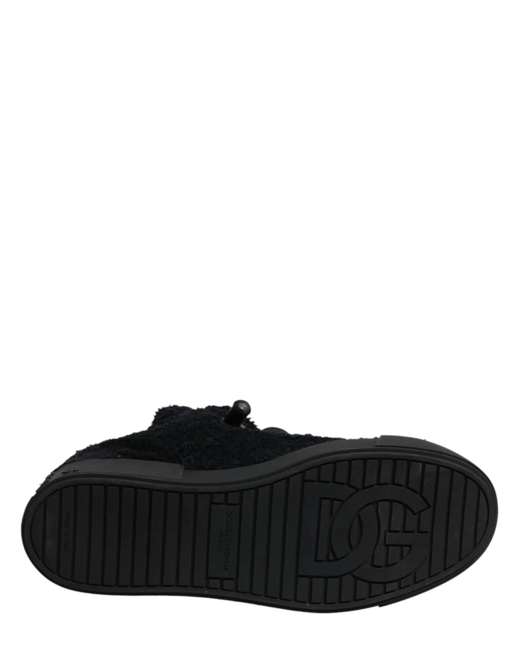 Dolce & Gabbana Black Faux Shearling Low Top Sneakers Shoes - Zeiniez