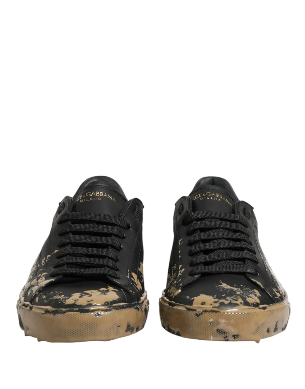 Dolce & Gabbana Black Portofino Mud Effect Low Top Sneakers Shoes - Zeiniez
