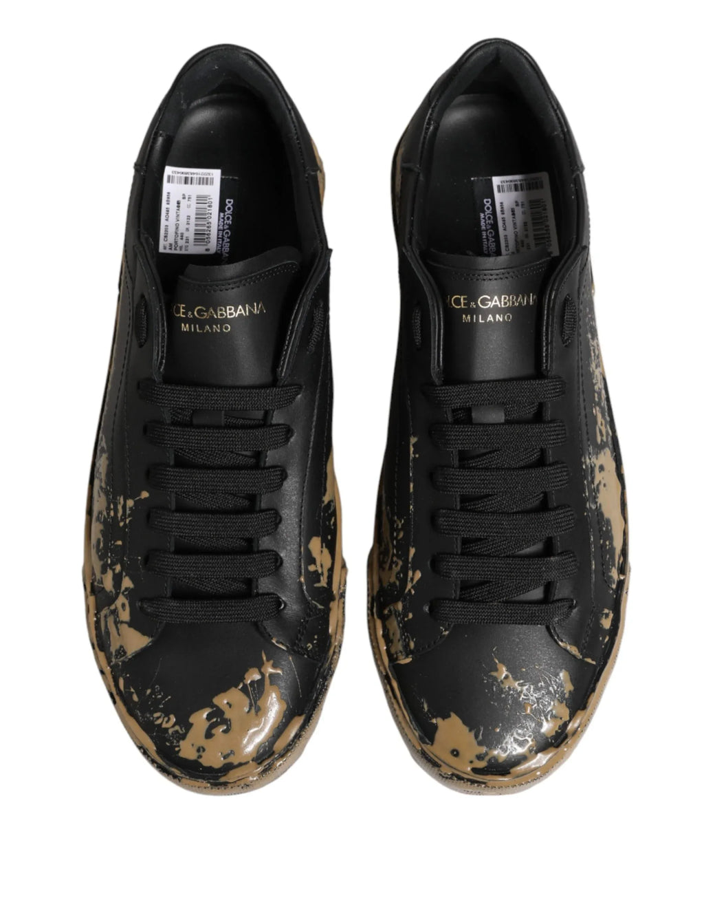 Dolce & Gabbana Black Portofino Mud Effect Low Top Sneakers Shoes - Zeiniez