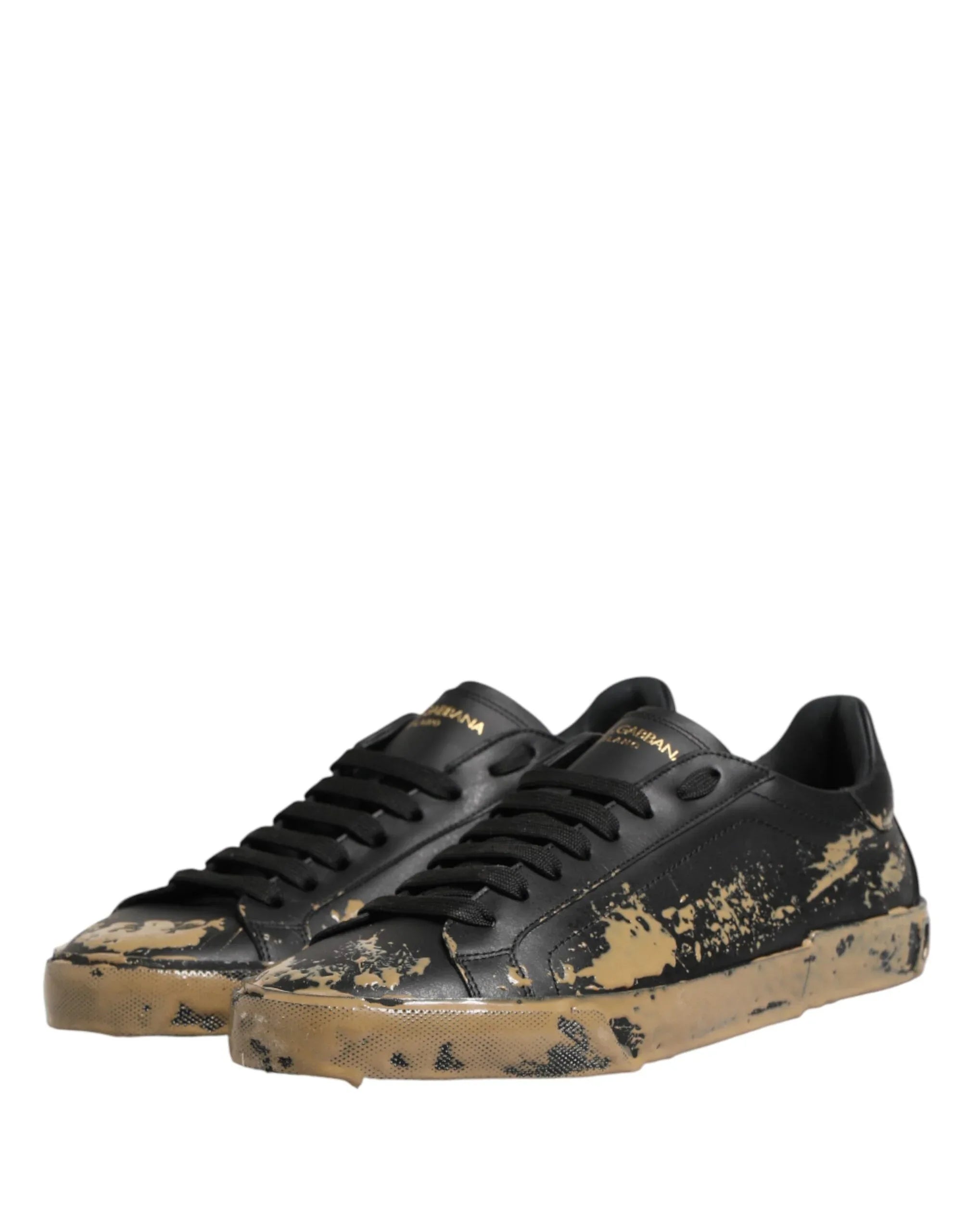 Dolce & Gabbana Black Portofino Mud Effect Low Top Sneakers Shoes - Zeiniez