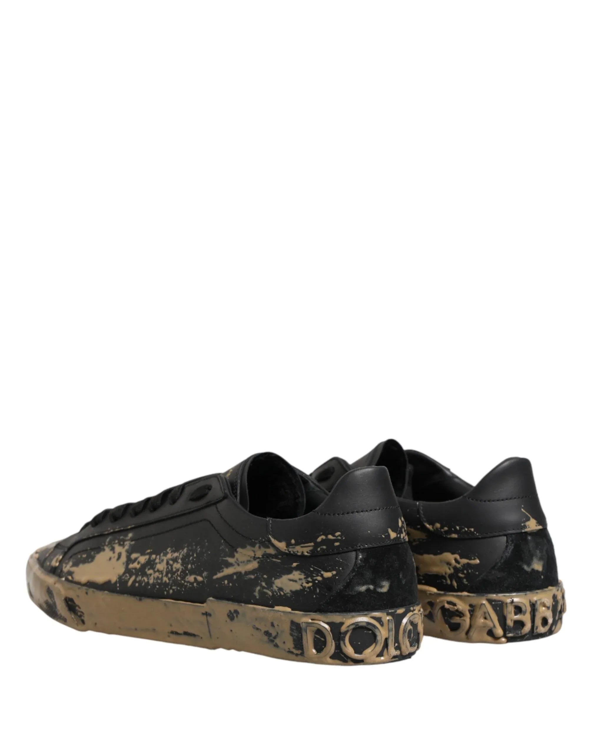 Dolce & Gabbana Black Portofino Mud Effect Low Top Sneakers Shoes - Zeiniez