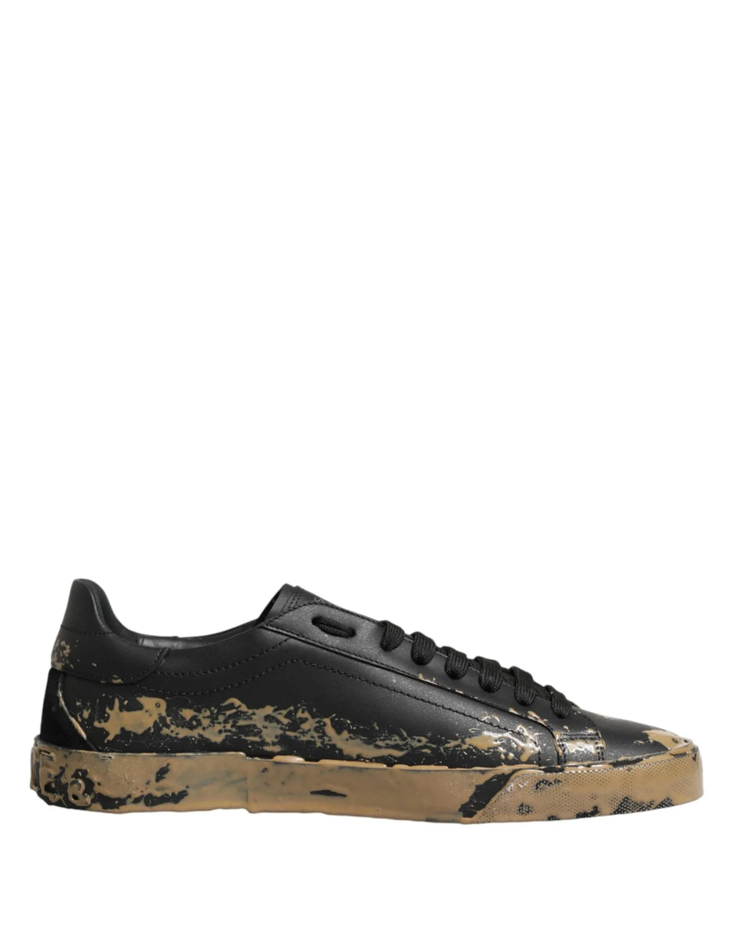 Dolce & Gabbana Black Portofino Mud Effect Low Top Sneakers Shoes - Zeiniez