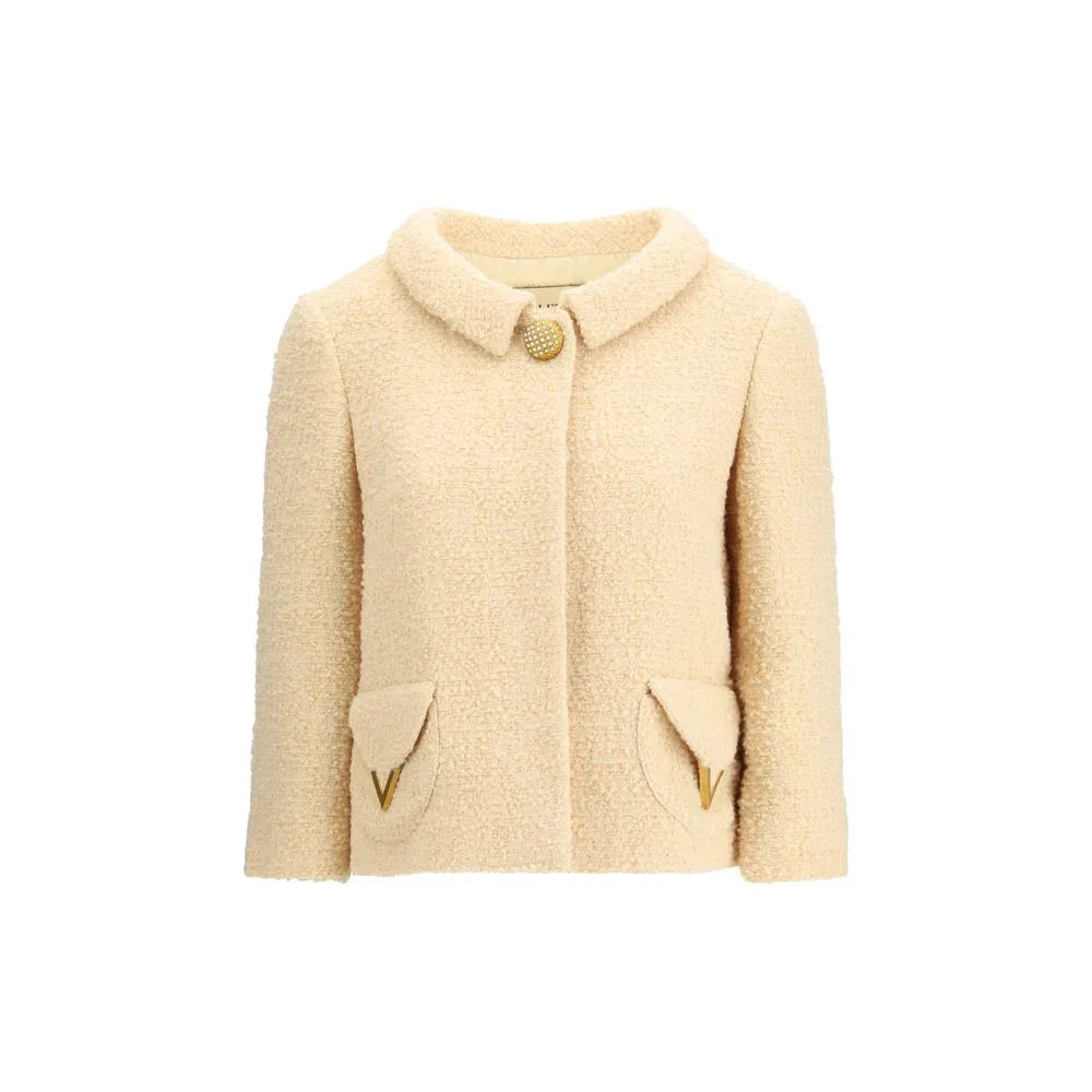 Valentino Beige Fleece Wool Coat - Zeiniez