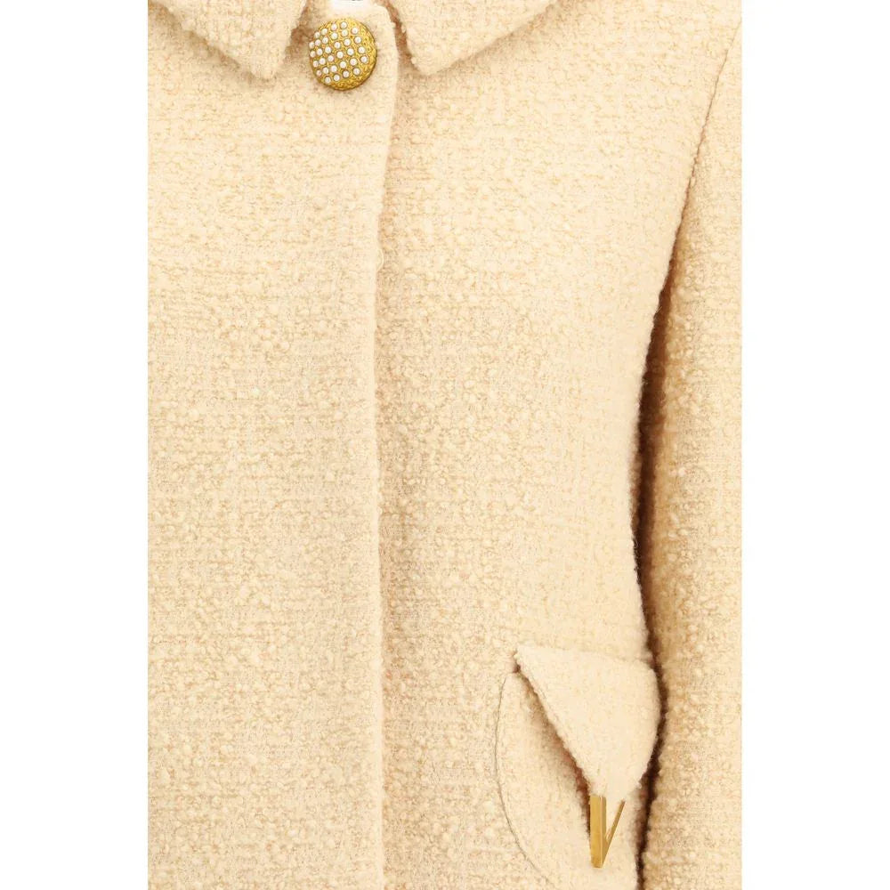 Valentino Beige Fleece Wool Coat - Zeiniez